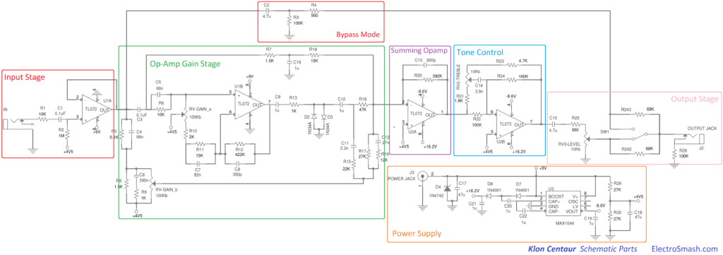 Original Klon Centaur schematics